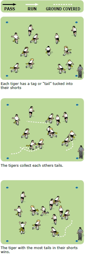 Tiger tails core rugby skills game
