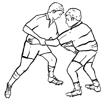 rugby warm up drill hip hand fight