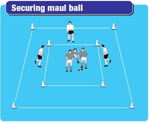 rugby coaching session to practise mauling